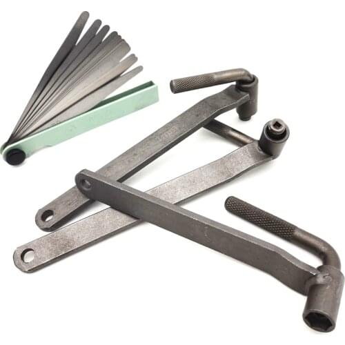 Motorcycle Engine Valve Adjustment Tool Screw Wrench with Feeler Gauge