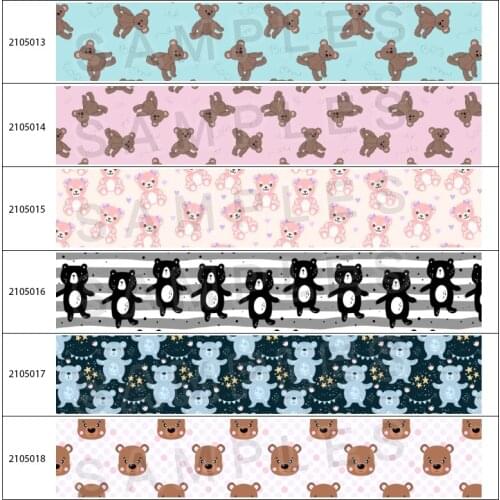 Exquisite teddy bear print Grosgrain Satin Tape Ribbons 10yards DIY crafts Bow packing belt
