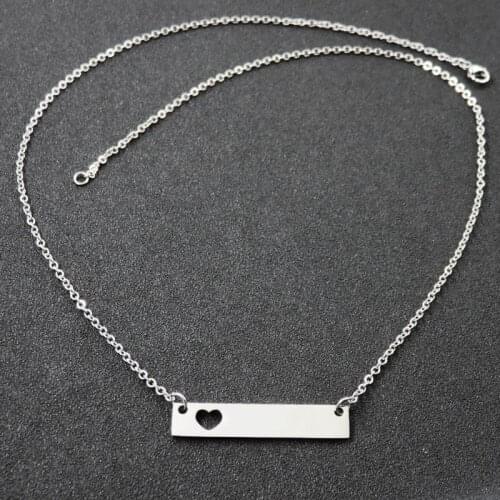 Love Heart Blank ID Bar Pendant,Fashion Bijoux Circle simple Pendant Women Lady Girls Necklace Gift Jewelry