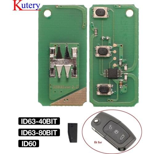 Kutery 3 Button 433MHz Remote Key Circuit Electronic Board For Ford Focus 2 3 Mondeo Fiesta C Max S Max Galaxy ID60 ID63 Chip