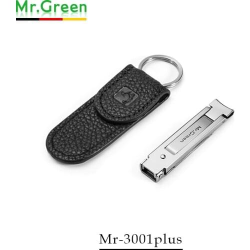 MR.GREEN Stainless steel genuine leather magnetic belt buckle ultra-thin plier portable finger scissors keychain nail clippers
