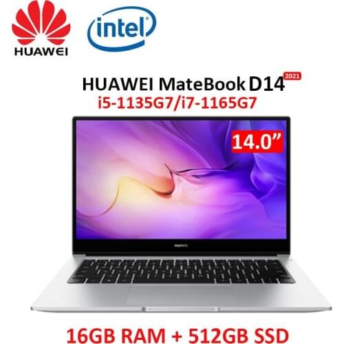 Huawei MateBook D 14 2021 laptop i7-1165G7 16GB RAM 512GB SSD 14-inch full-screen notebook computer Ultrabook