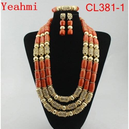 Newest White Austria Crystal Beads Nigerian Wedding African Jewelry Sets Big Bold Design Bridal Necklace Set CL381-1
