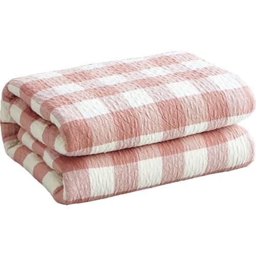 Japan Style Pure Cotton Blanket Machine Washable Summer Comforter Pink Blue Soft Summer Quilt Single/Double Bed Quilted Blanket
