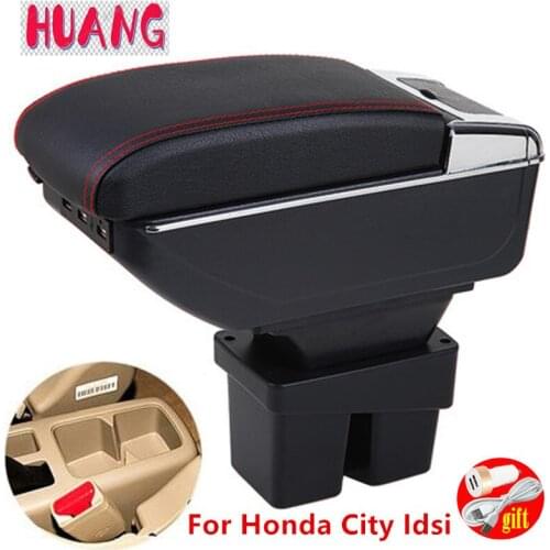 For Honda City Idsi Armrest Box For Honda City Interior Parts Car Armrest box Retrofit parts Storage box with USB LED