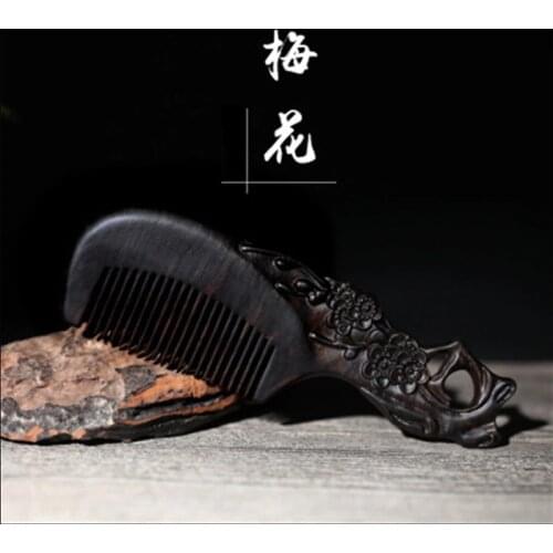 Professional Wooden Comb Handmade Hair Brush Health Care Anti-static Massage Comb Black Sandalwood Comb Wedding/ Birthday Gift