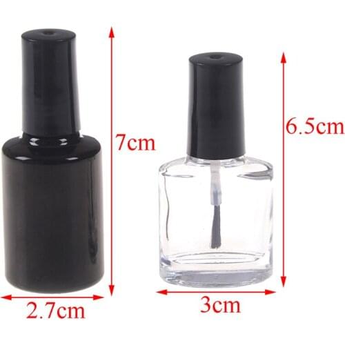10ml 15ml Transparent Black Glass Empty Nail Polish Refillable Bottle With Brush Small Makeup Cosmetic Containers AACAR