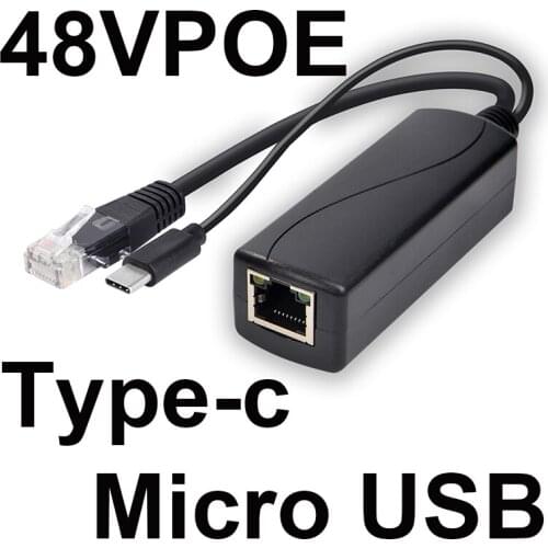 PoE Splitter Anti-interference Power Over Ethernet 48V To 5V Active POE Splitter Micro USB tpye-C Plug for Raspberry Pi CCTV