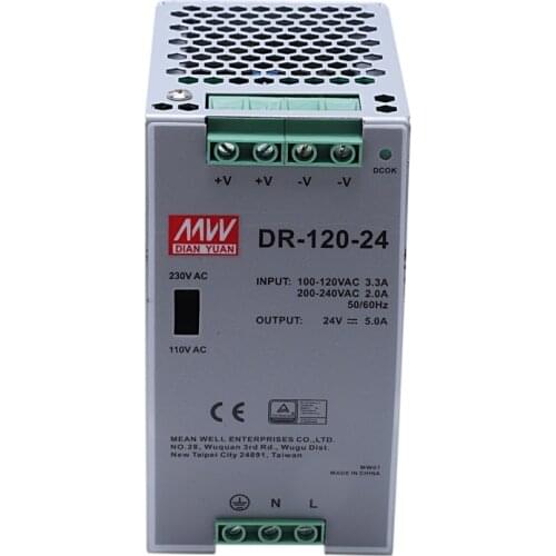 DR-120-24 120W Industrial Grade Rail Power Supply 24V5A Switching Power Supply Rail Mounting Switching Power Supply