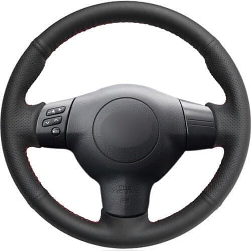 Hand-stitched Black PU Faux Leather Car Steering Wheel Cover for Toyota Corolla Caldina RAV4 Wish Scion tC xA xB 2002-2005