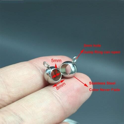 100pcs Stainless Steel Connectors Bails Beads Fit Charm Bracelet Pendant 8mm with Open Loop