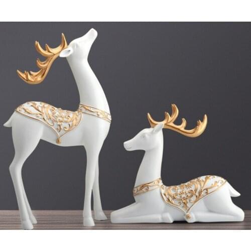 European-style lover deers statue handicraft resin deer sculpture office desktop living room study room Home decoration a1089