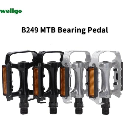 WELLGO Aluminum Alloy Black Silver Ultralight M248 DU Bearing Pedals For Mountain Road Bike MTB Bicycle Parts Bike Accessories