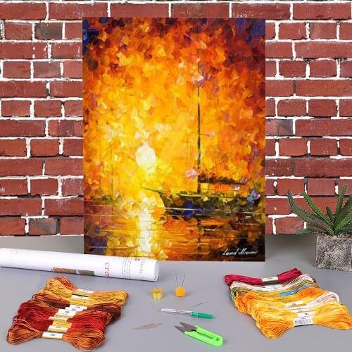 Glow Passion Printed Fabric 11CT Cross Stitch DIY Embroidery Complete Kit DMC Threads Handicraft Knitting Sewing Gift