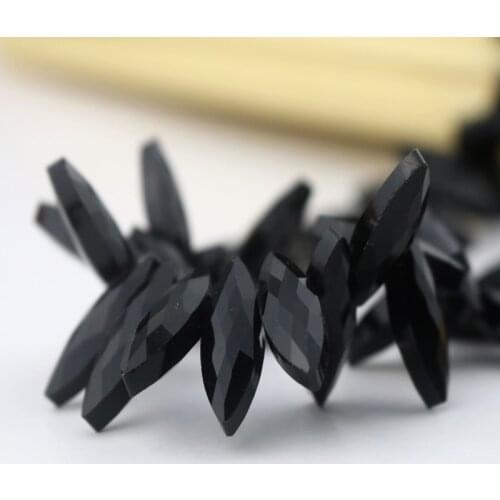 Dark Black Oval Faceted Crystal Beads 7x22mm 10pcs/lot Horse Eye Shape Crystal Jewelry Beads for Jewelry Pendant Making Findings
