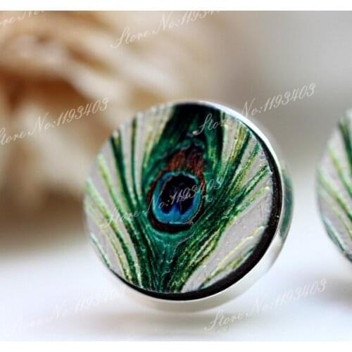 Unique 3D Feather Embossed 16mm Round Coloured Drawing pattern Laser Cut wood Cabochon DIY for Rings, Earring,Brooch,Necklace
