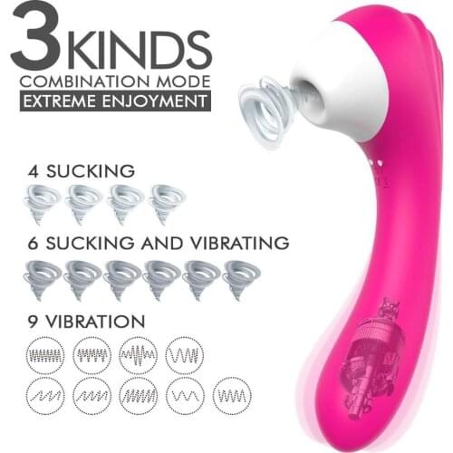 Clitoral Sucking Dildo Vibrator, Waterproof G-Spot Clit Massager For Female With 10 Suction & 9 Vibration Sex Toys For Women