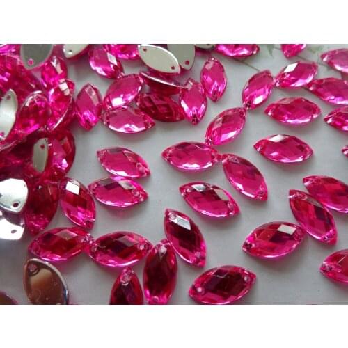 Zbroh Sew on rhinestones 300pcs 6*12mm Rose red gem stones Acryl crystal strass diamond hand sewing