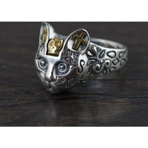 925 Sterling Silver Thailand RING RINGS Jewelry LOVELY CAT A42