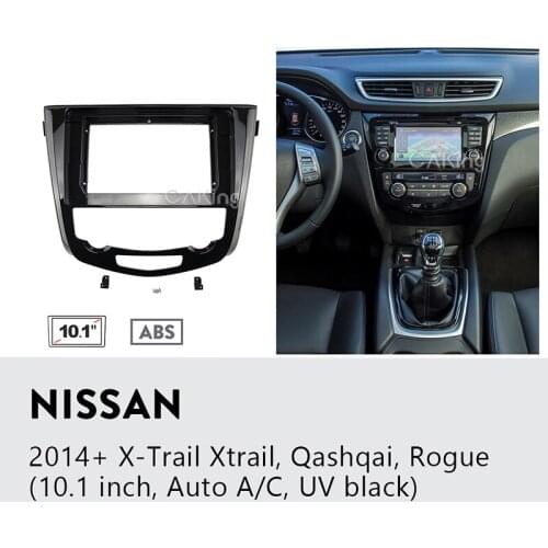 10.1 inch Car Fascia Panel for Nissan X-Trail Xtrail Qashqai Rogue 2014+ (Auto A/C) Audio Frame GPS Facia Dash Kit Face Plate