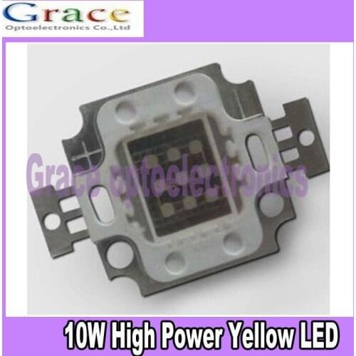 10pcs/lot 10W High Power LED Emitter 400Lm yellow wavelength 590-592nm DC9-11V 1050mA LED Light floodlight source