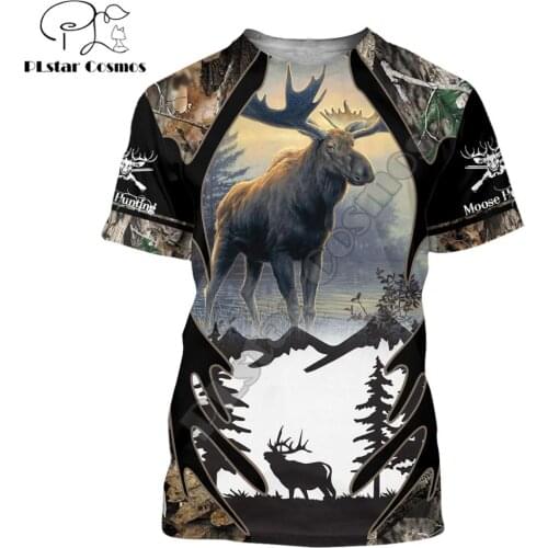 2020 Summer Men t shirt 3D Moose Hunting Printed T-Shirts Harajuku Casual short Sleeve Tee shirts Unisex Cool t-shirt QDL001