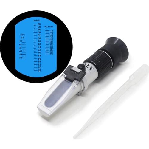 3 in 1 Handheld Honey Refractometer High Concentration 58%~90% Brix 38~43 Be 12-27% Water Bees Sugar Moisture for Honey Tester