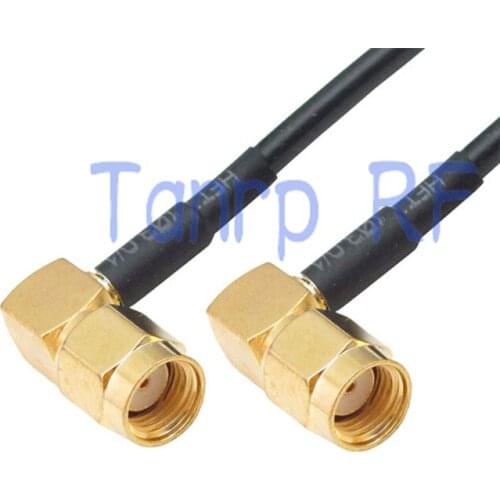 8in RP SMA male to RP SMA male both right angle RF connector adapter 20CM Pigtail coaxial jumper cable RG174 extension cord