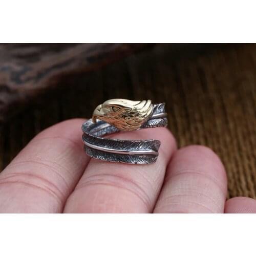 925 Sterling Silver Eagle mens punk Ring Rings Jewelry A5786
