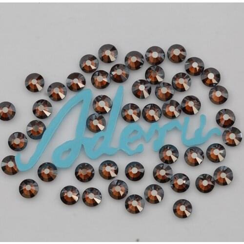 Aderu smoked topaz satin 818 super shiny lead free crystal hot fix rhinestone for nail art ornament garment shoe car decoration