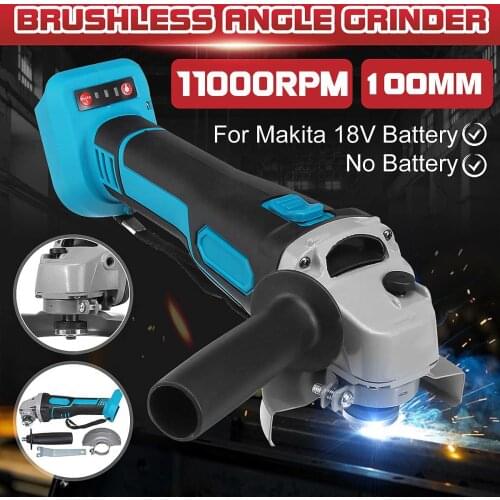 800W 18V 100mm Brushless Cordless Electric Angle Grinder Variable Speed Power Tool Cutting Machine Polisher For Makita Battery