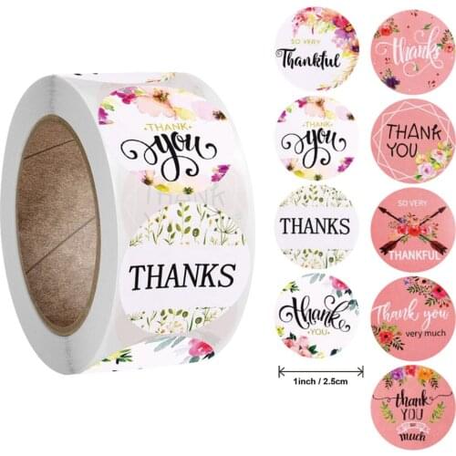 Flowers Thank you Stickers seal labels 50-500P Labels stickers scrapbooking for Package stationery sticker baked store stickers