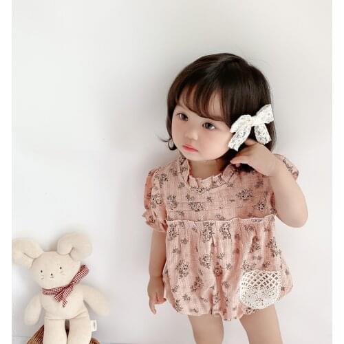 Baby Girls Romper Flower Summer Newborn Baby Jumpsuits For Girls Pull Sleeve Cotton Infant Baby Sunsuit Short Sleeve Overalls