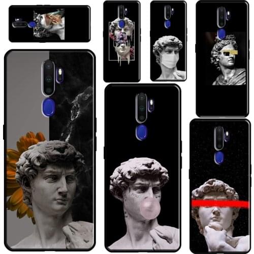 Greek Aesthetics Plaster statue art For OPPO A31 A53 2020 A5 A9 A1K A15 A3S A5S A52 A72 A92 A83 A91 A93 Reno2 Z F5 F7 Case