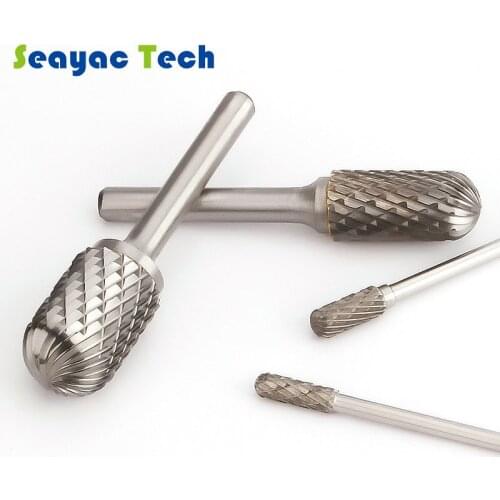 Carbide Tungsten Steel Grinding Head C-type Double Slot Cylindrical Ball Head Milling Cutter for Wood and aluminium working