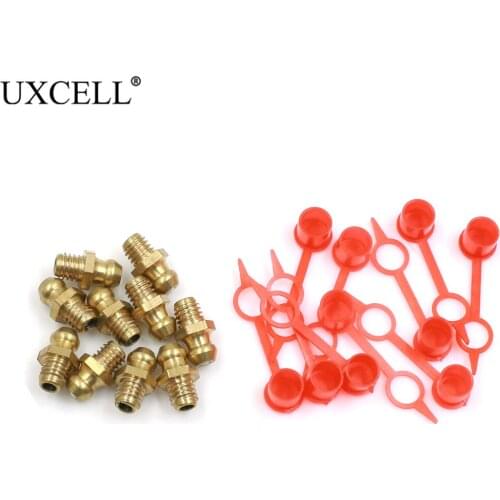 Uxcell 5-20 Set M6 Brass Thread Straight Grease Nipple Fittings with Red Dust Cap 45 Degree Angle 90 Degree Angle Grease Nipple