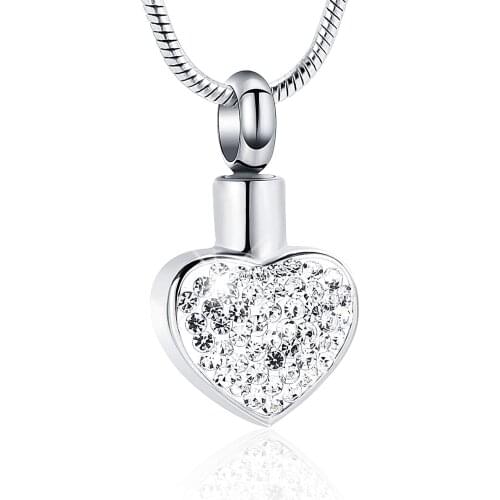 Cremation Jewelry for Ashes Crystal Heart Urn Necklace for Ashes Stainless Steel Pendant Memorial Keepsake