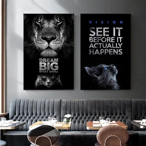 Animals Motivational Quote Art Canvas Painting Inspiration Black Posters and Prints Wall Art Pictures for Living Room Home Decor