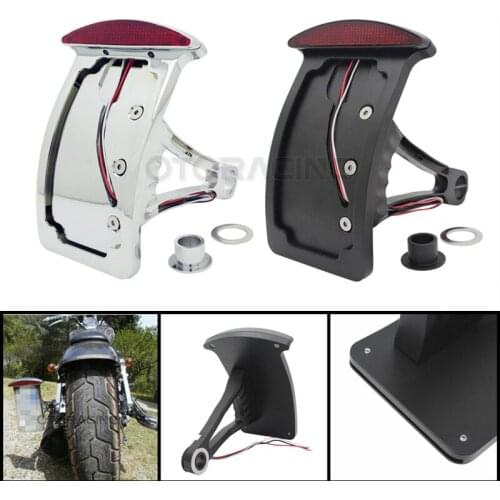 Motorcycle License Plate LED Tail Brake Light Horizontal Side Mount Bracket Holder For Harley Customs Choppers Honda Kawasaki