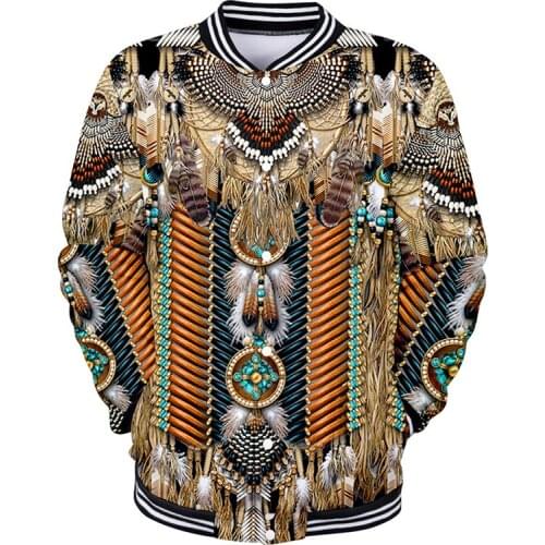 Cool Native Indian Tribe Wolf 3d Baseball Jacket Coat Men Women Hoodie Sweatshirts Long Sleeve Pocket Button Hoodies Jackets Top