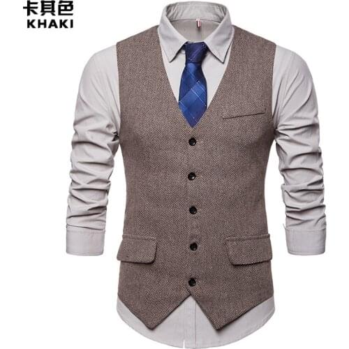 2021 brand spring and autumn new mens herringbone single breasted vest mens solid color suit vest