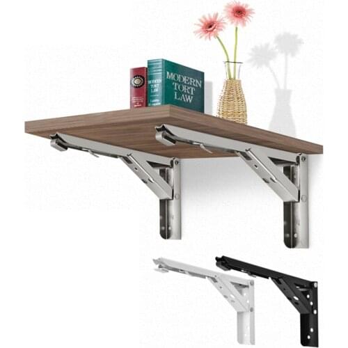 Wall Mounted Triangle Heavy Support Stainless Steel Folding Angle Bracket Furniture Hardware 2pcs Table Shelf Bracket