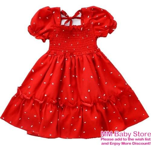 2021 New Baby Girls Short Sleeve Casual Dresses Summer Kids Dot Printed Dress Girl Pure Dress Children Clothing 1-6Years