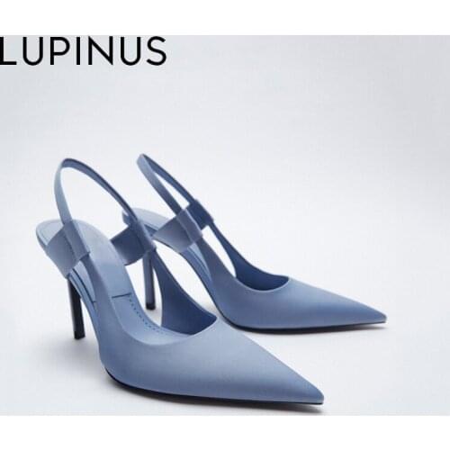 LUPINUS 2021 New Fashion Pointed Toe Women High Heel Summer Blue Super High Heel Women Sandals Elegant Thin Heel Women Pumps