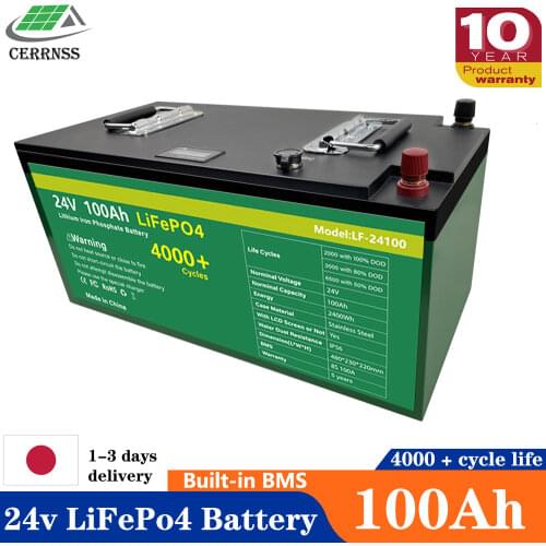 24v 100Ah LiFePo4 Battery Cells Built-in BMS Lithium Iron Phosphate Waterproof Rechargeable Battery For Boat Car EU US No Taxes