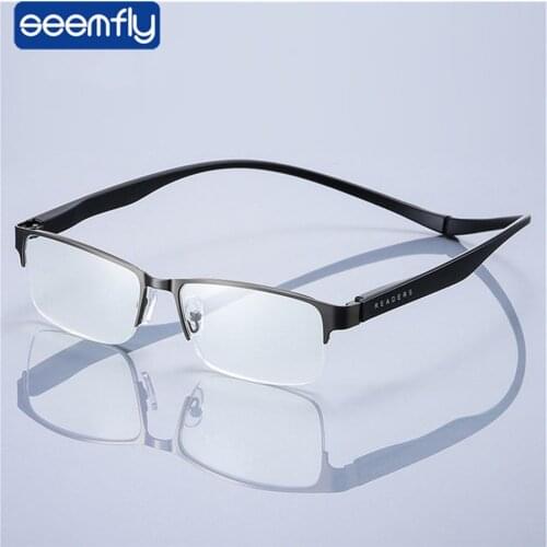 Seemfly Anti Blue Ray Reading Glasses For Women Men TR90 Flexible Frame Hanging Neck Computer Presbyopia Diopter Eyewear +1.0