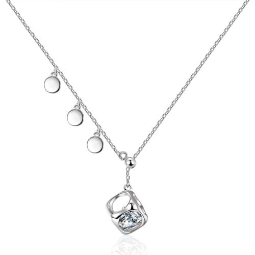 S925 Sterling Silver Necklace Rubiks Cube Diamond Tassel Necklace Fashion Sterling Silver Jewelry Women Jewelry