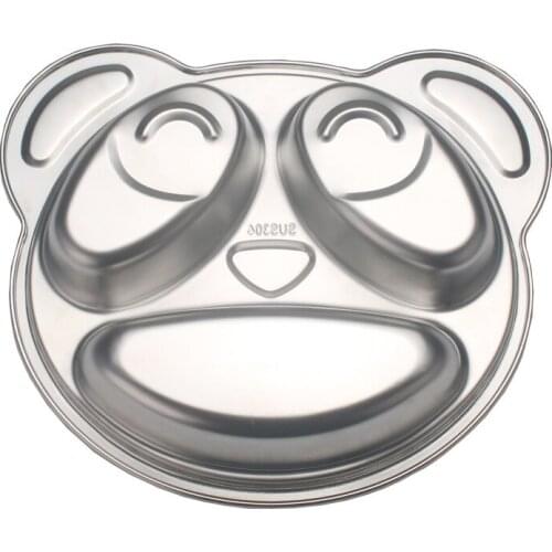 Cute Panda Shape Meal Tray, Dinner Tray 304 Stainless Steel Meal Portion Control Plate Divided Dinner Platter for Kids & Adults