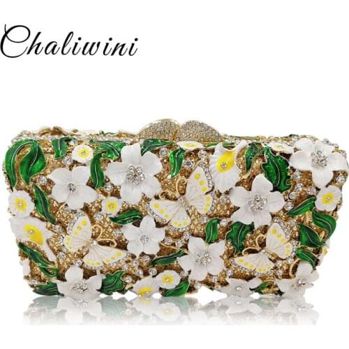 Custom Colorful Butterfly Floral Women Metallic Wallet Clutch Bags / Purses Nigerian Wedding Shoes matching Evening Clutch Bags