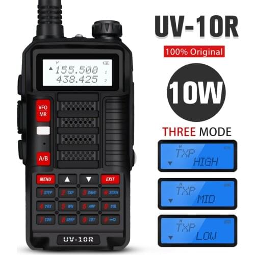 Baofeng 10W Walkie Talkie UV 10R Upgrade Professional Two Way Ham CB Radio UHF VHF Dual-Band USB Charging For Hunt/Forest/City